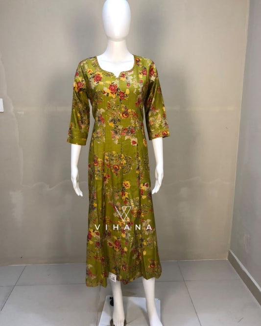Kurti Anarkali Green-AKSHVHI-49
