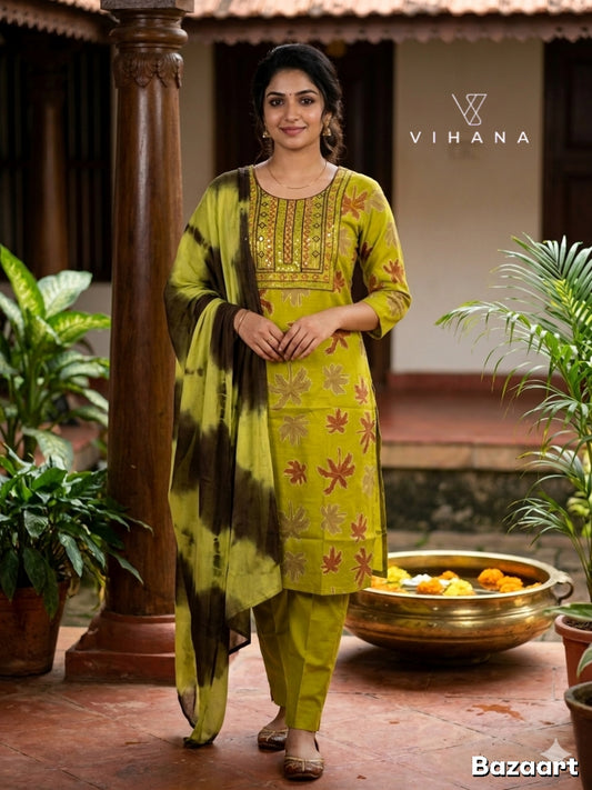 Lemon Green Salwar Suit Set