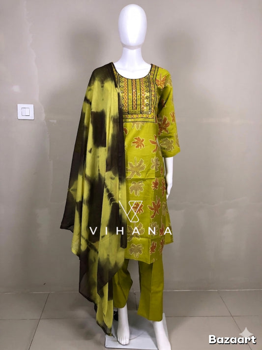 Lemon Green Salwar Suit Set