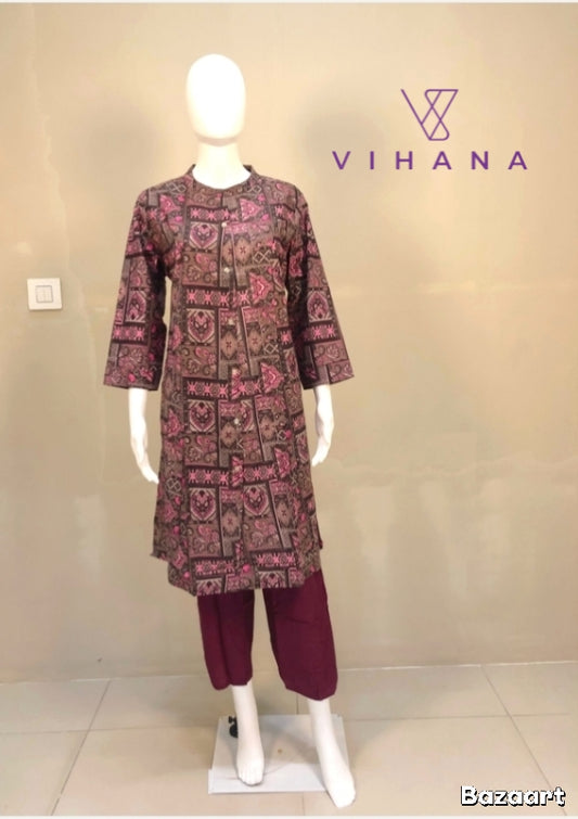 Kurti - Top Brownish gray-AKSHVHI-46