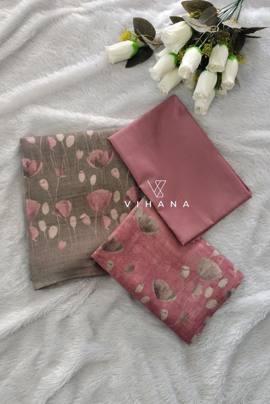 Blueish Grey-Peach Tissue Suit Material