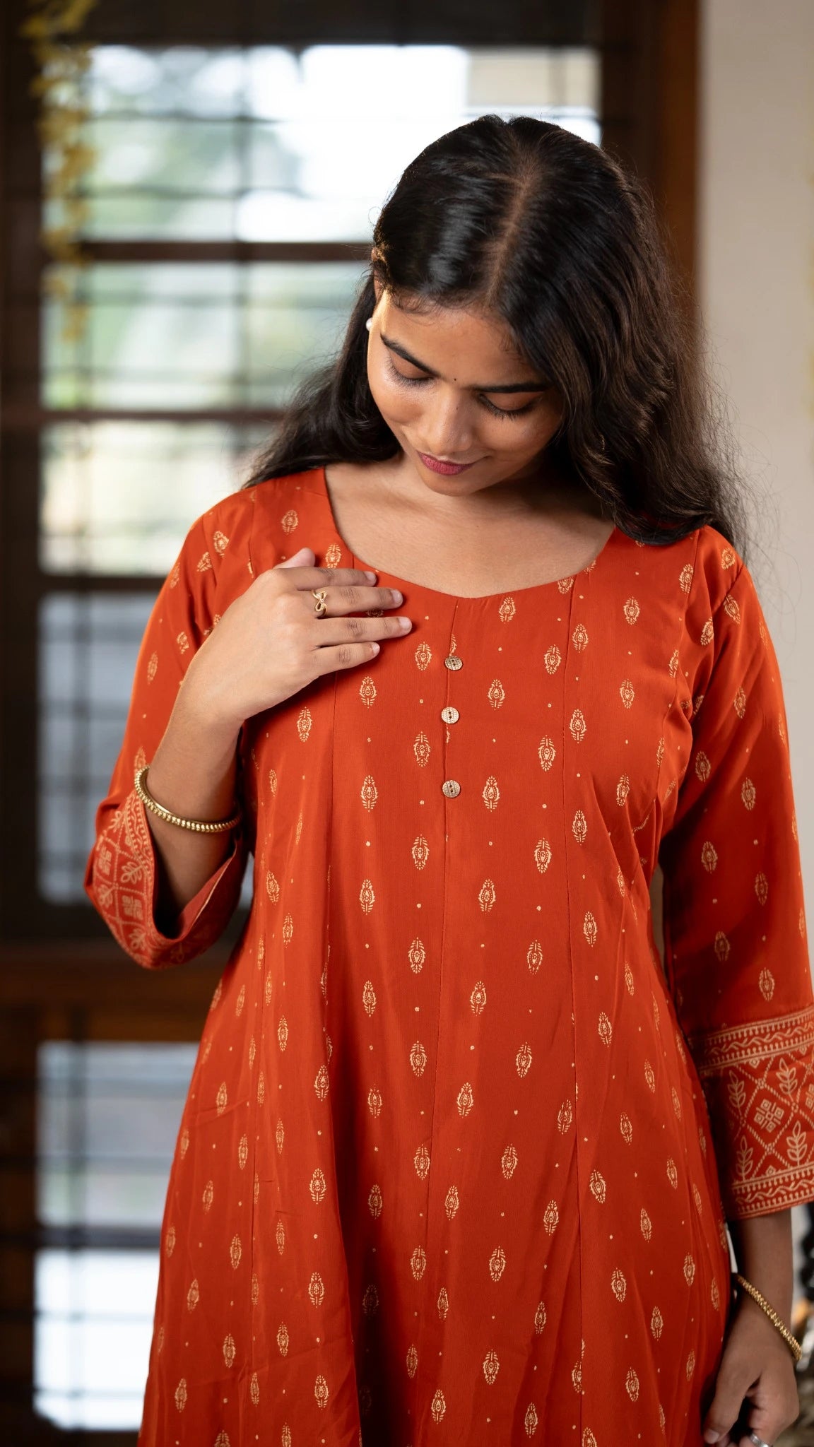 Brick Red Anarkali Kurti Dress