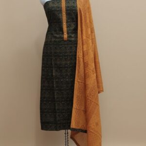 Dark Green Patola Printed Cotton Salwar Suit Material