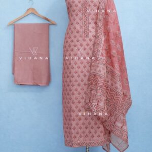 Dusty Pink Premium Chanderi Cotton Salwar Suit Material