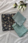 Elegant Blue Floral Tissue Suit Material