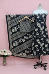 Inky Black Cotton Persian Print  Suit Material