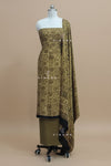 Luxurious Modal Muslin Silk Moss Green Ajrak Print Unstitched Suit Material