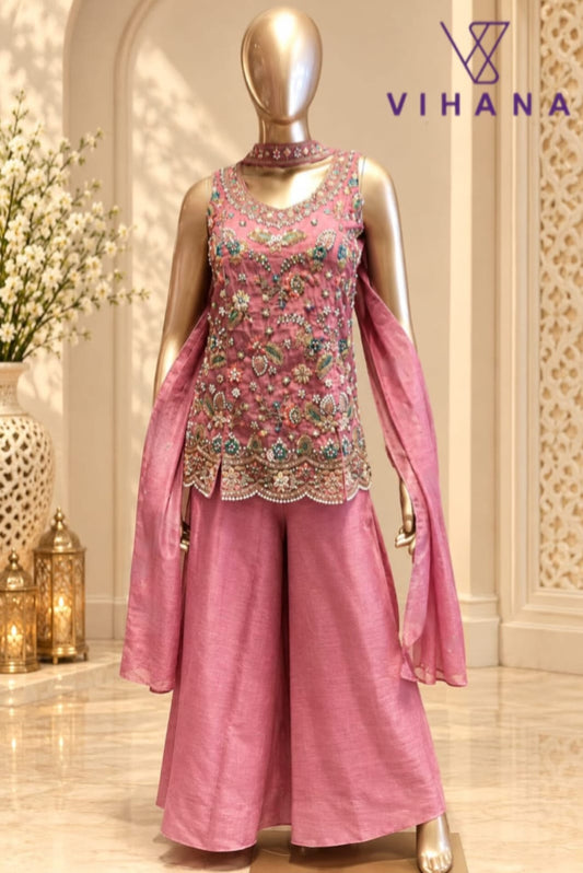 Sharara Palazzo Pink Color AKSHVHI-208