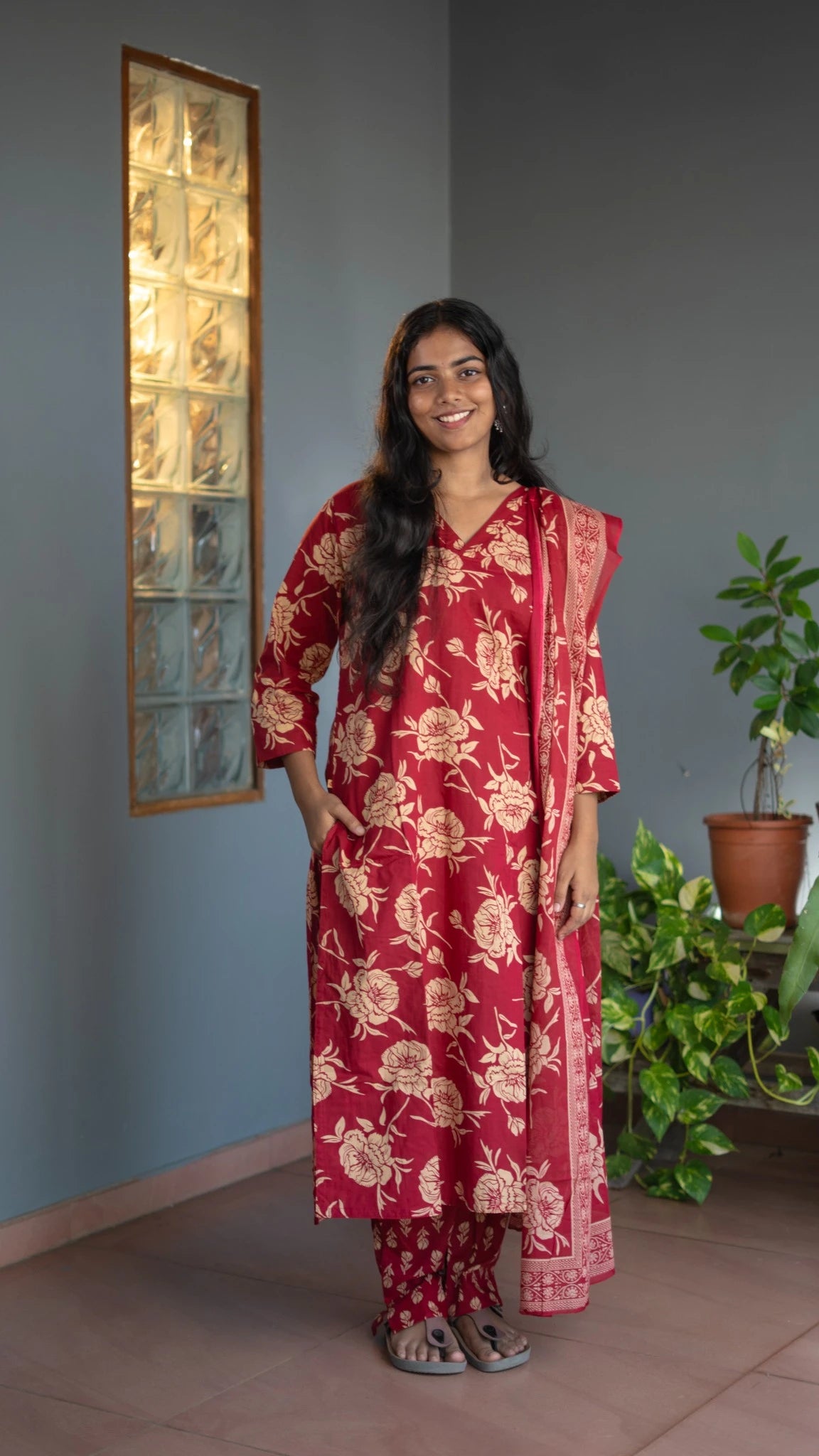 Pinkish Red Salwar Suit