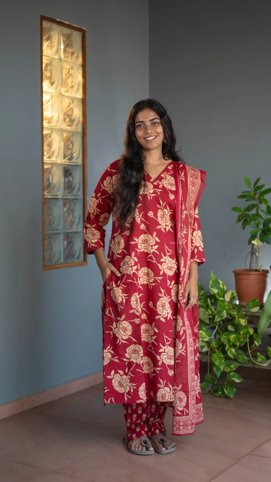Pinkish Red Salwar Suit