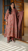 Rust Orange Kalamkari Churidar Set