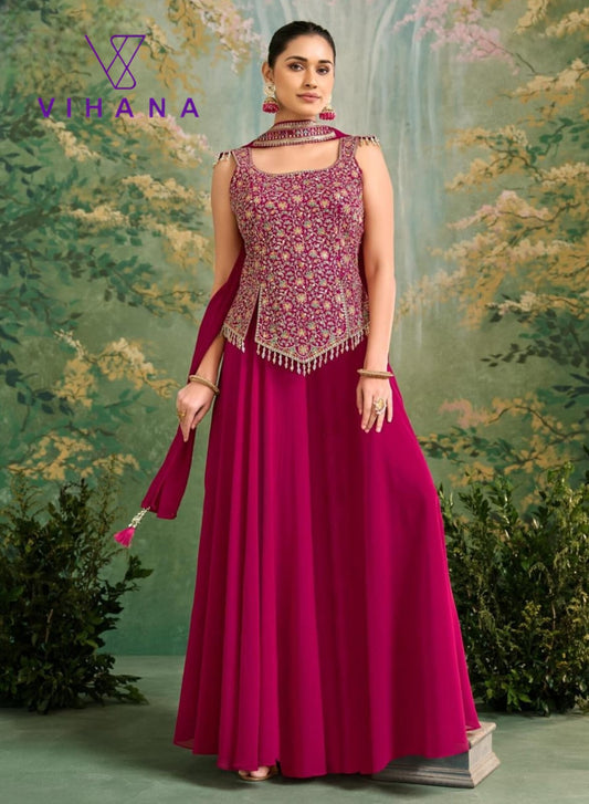 Cheri Red Sharara Palazzo Suit Set-AKSHVHI-121