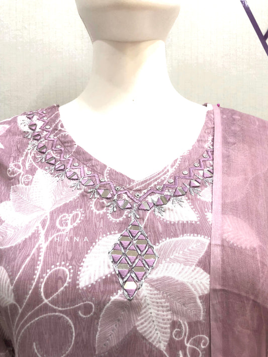 Mauve Floral Print Salwar Suit